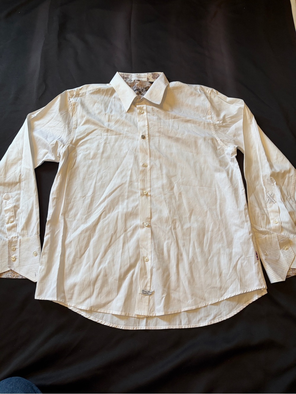 English Laundry White Pinstripe Dress Shirt with Contrast Collar